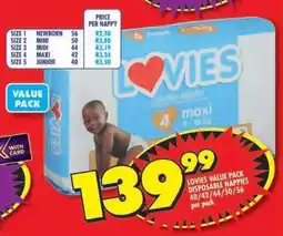 Shoprite LOVIES VALUE PACK DISPOSABLE NAPPIES offer