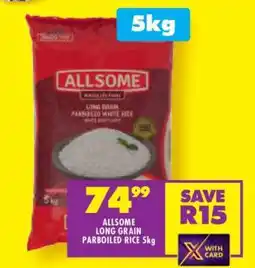 Shoprite ALLSOME LONG GRAIN PARBOILED RICE 5kg offer