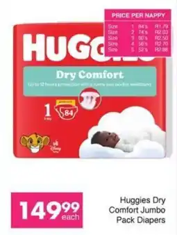 Save Hyper Huggies Dry Comfort Jumbo Pack Diapers offer