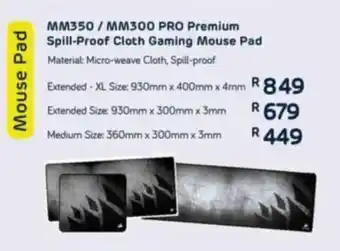 Computer Mania Corsair MM350 / MM300 Pro Premium Spill-Proof Cloth Gaming Mouse Pad offer