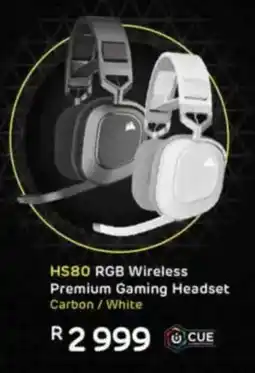 Computer Mania Corsair HS80 RGB Wireless Premium Gaming Headset Carbon/White offer