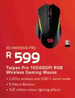Computer Mania Redragon Taipan Pro 10000DPI RGB Wireless Gaming Mouse offer