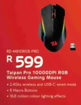 Computer Mania Redragon Taipan Pro 10000DPI RGB Wireless Gaming Mouse offer