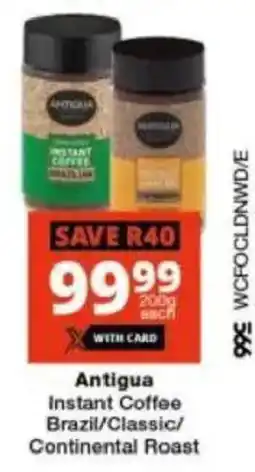 Checkers Antigua Instant Coffee Brazil/ Classic/ Continental Roast offer
