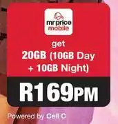 MRP Mr Price Mobile 20GB (10GB Day + 10GB Night) Data offer