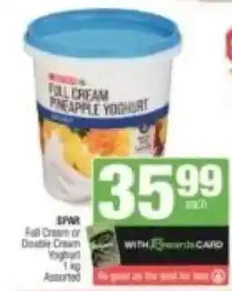 KwikSpar SPAR Full Cream or Double Cream Yoghut Assorted offer