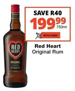Checkers Red Heart Original Rum offer
