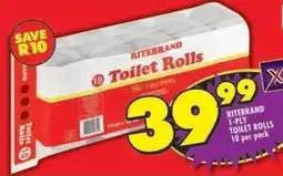 Shoprite Ritebrand 1-ply toilet rolls offer