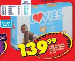 Shoprite Lovies value pack disposable nappies offer