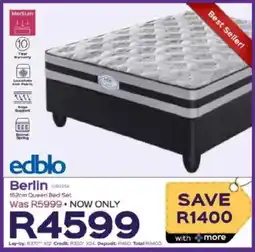 Sleepmasters Edblo Berlin 152cm Queen Bed Set offer