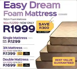 Sleepmasters Sleepmasters Easy Dream 152cm Foam Mattress offer