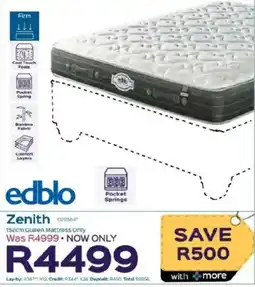 Sleepmasters Edblo Zenith 152cm Queen Mattress Only offer