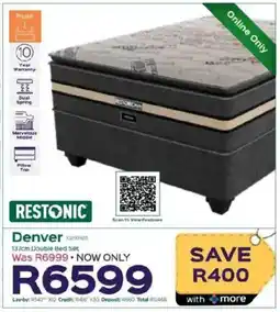 Sleepmasters Restonic Denver 137cm Double Bed Set offer
