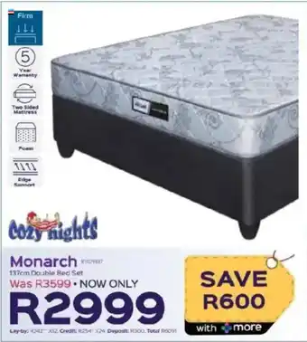 Sleepmasters Cozy Nights Monarch 137cm Double Bed Set offer