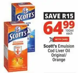 Checkers Scott's Emulsion Cod Liver Oil Original/ Orange offer