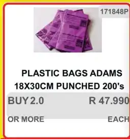 KitKat Cash and Carry PLASTIC BAGS ADAMS 18X30CM PUNCHED 200's offer