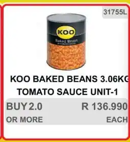 KitKat Cash and Carry KOO Baked Beans 3.06KG Tomato Sauce Unit-1 offer