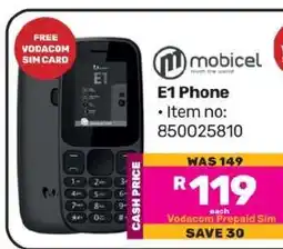Game Mobicel E1 Phone offer