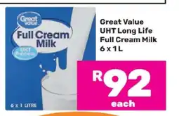 Game Great Value UHT Long Life Full Cream Milk-6 x 1L offer