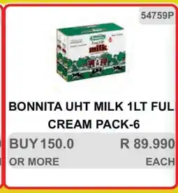 KitKat Cash and Carry BONNITA UHT MILK 1LT FULL CREAM PACK-6 offer