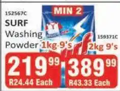 KitKat Cash and Carry SURF Washing Powder 1kg 9's offer