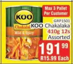 KitKat Cash and Carry KOO Chakalaka 410g 12s Assorted offer