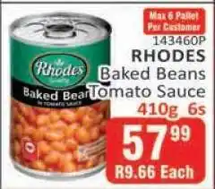 KitKat Cash and Carry RHODES Baked Beans Tomato Sauce 410g 6s offer