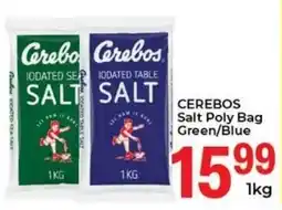 Elite Cash & Carry CEREBOS Salt Poly Bag Green/ Blue offer