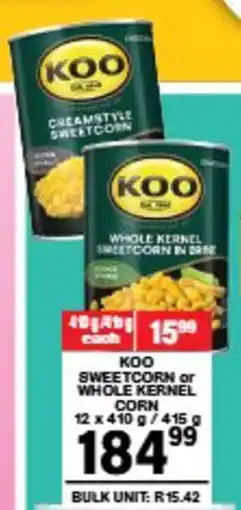 Giant Hyper Koo sweetcorn or whole kernel corn offer