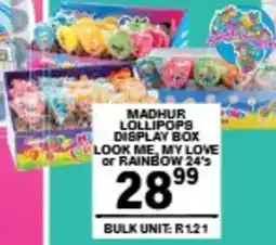 Giant Hyper Madhur lollipops display box look me, my love or rainbow offer