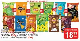 KitKat Cash and Carry Lays 120g / Doritos 145g / Simba 120g / Simba Chipniks Snack Chips Assorted 100g offer