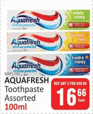 KitKat Cash and Carry Aquafresh Toothpaste Assorted 100ml offer