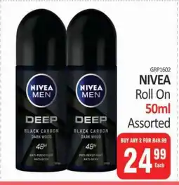 KitKat Cash and Carry NIVEA Roll On 50ml Assorted offer