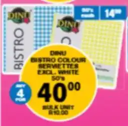 Giant Hyper Dinu bistro colour serviettes offer