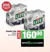 Spar Tops Castle Lite Cans-For 2 x 6 x 410ml offer