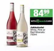 Spar Tops Jakkalsvlei White, Pink Or Red Moscato-750ml Each offer
