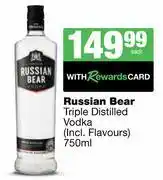 Spar Tops Russian Bear Triple Distilled Vodka-750ml Each offer