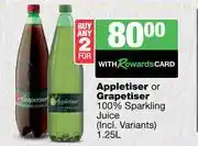 Spar Tops Appletiser Or Grapetiser 100% Sparkling Juice-For 2 x 1.25L offer