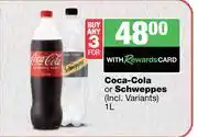 Spar Tops Coca Cola Or Schweppes-For 3 x 1L offer