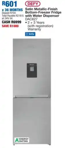 OK Furniture DEFY Satin Metallic-Finish Bottom-Freezer Fridge with Water Dispenser offer