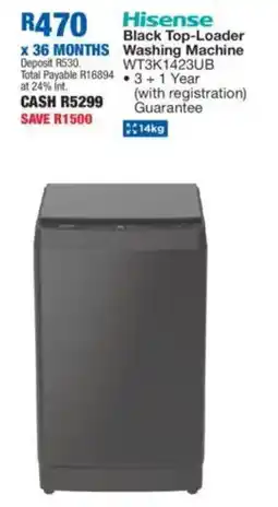 OK Furniture Hisense Black Top-Loader Washing Machine offer