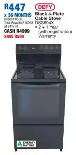 OK Furniture DEFY Black 4-Plate Cable Stove offer