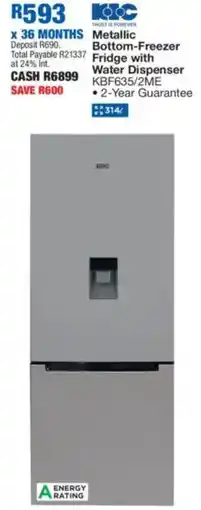 OK Furniture KIC Metallic Bottom-Freezer Fridge with Water Dispenser offer