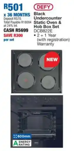 OK Furniture DEFY Black Undercounter Static Oven & Hob Box Set offer