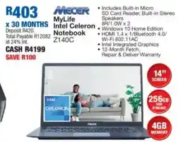 OK Furniture Mecer MyLife Intel Celeron Notebook offer