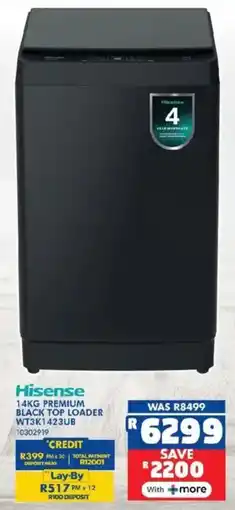 Russells Hisense premium black top loader offer