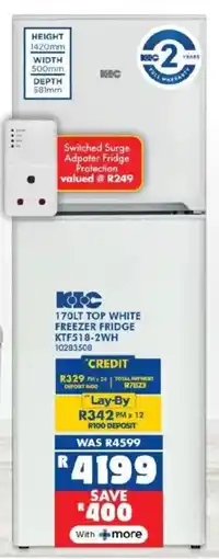 Russells KIC top white freezer fridge offer
