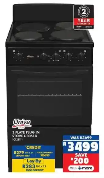 Russells Univa 3 plate plug in stove offer