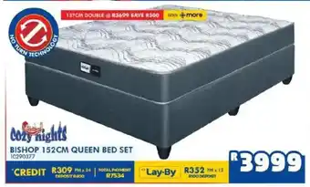 Russells Cozy nights bishop 152cm queen bed set offer