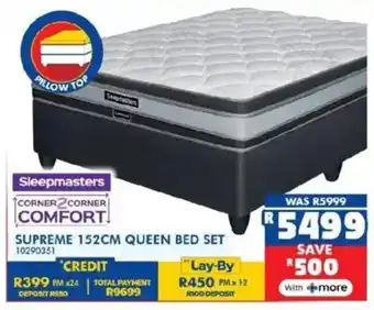 Russells Sleepmasters supreme 152cm queen bed set offer